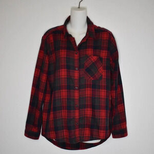 American Eagle Plaid Boyfriend Fit Shirt Button Down Sz L Cotton Blend Preppy